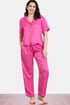 Zivame Checkered Sheen Woven Pyjama Set - Pink Yarrow — thumbnail 2